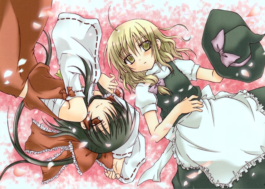 hakurei reimu and kirisame marisa (touhou) drawn by kodou_mikoto
