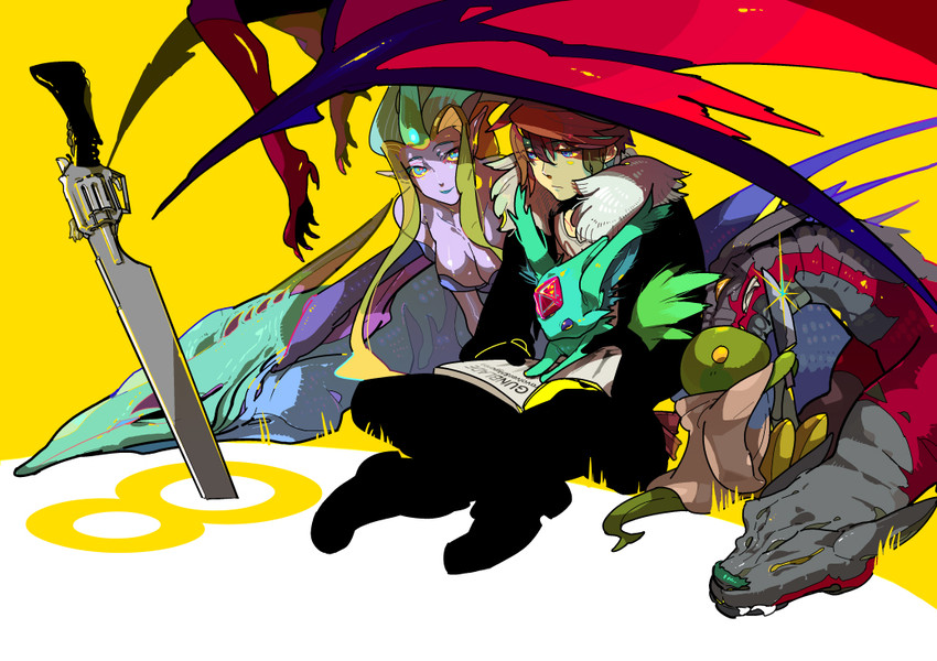 squall leonhart, shiva, carbuncle, tonberry, leviathan, and 2 more (final fantasy and 1 more) drawn by maruco