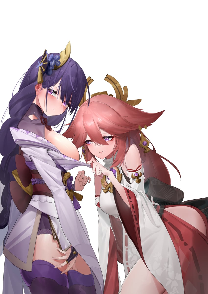 raiden shogun and yae miko (genshin impact) drawn by cool_est