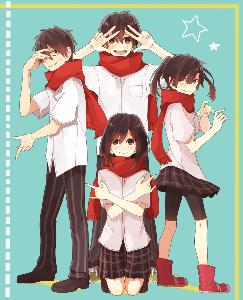 tateyama ayano, kisaragi shintarou, enomoto takane, and kokonose haruka (kagerou project) drawn by junjam