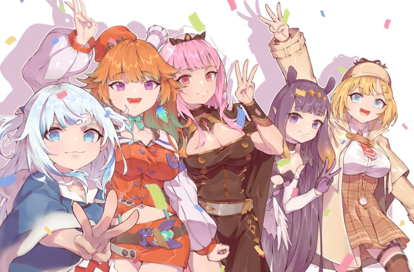 gawr gura, mori calliope, ninomae ina'nis, takanashi kiara, and watson amelia (hololive and 1 more) drawn by zetsuental