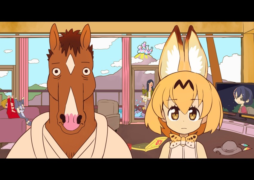 serval, kaban, fennec, small-clawed otter, bojack horseman, and 2 more (kemono friends and 1 more) drawn by hitsuji_bako