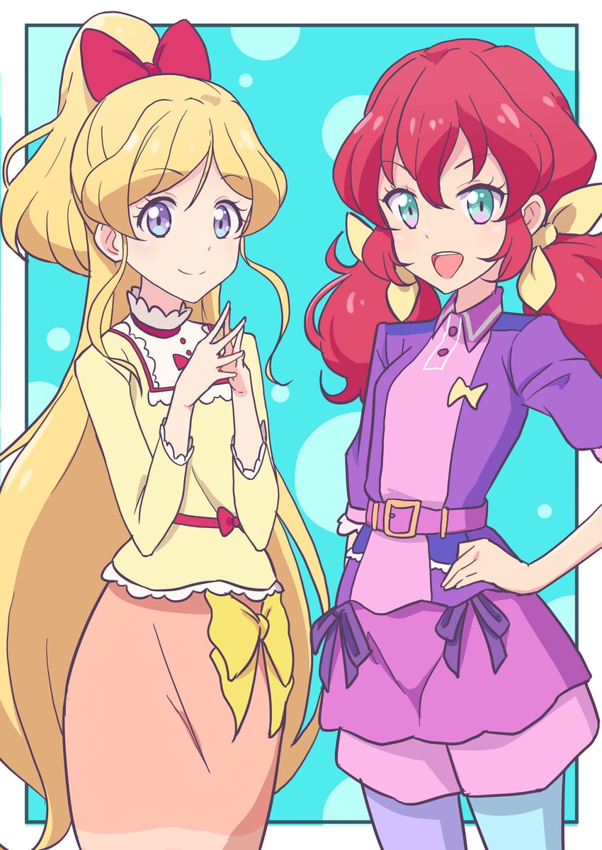 asuka mirai and kamishiro karen (aikatsu! and 1 more) drawn by cbgb