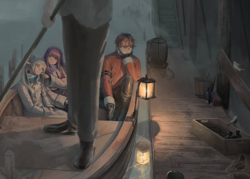 frieren, fern, and stark (sousou no frieren) drawn by twckb