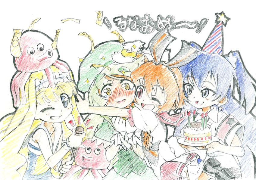 taiyou akari, tsukuyomi luna, hoshikawa seira, and shirokane ginka (gen'ei wo kakeru taiyou) drawn by terumaru_(terumarize)