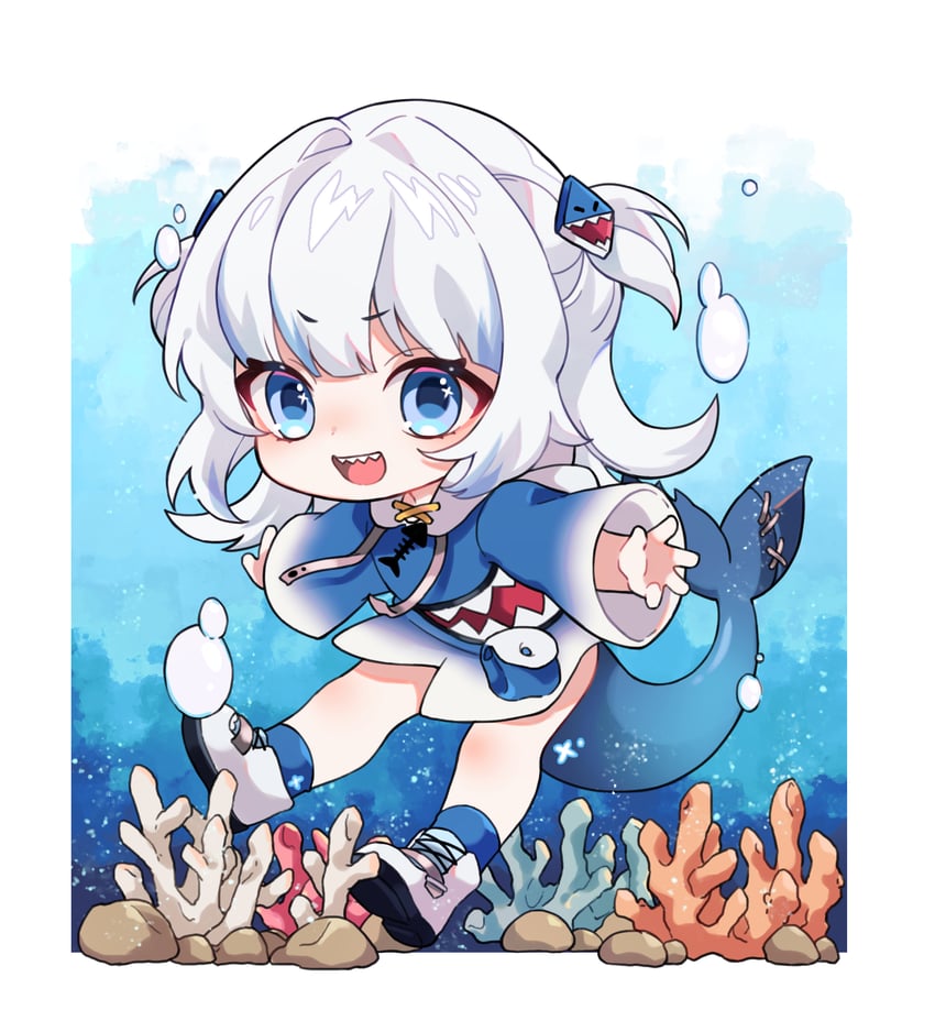 gawr gura (hololive and 1 more) drawn by usagi_(cecilia)