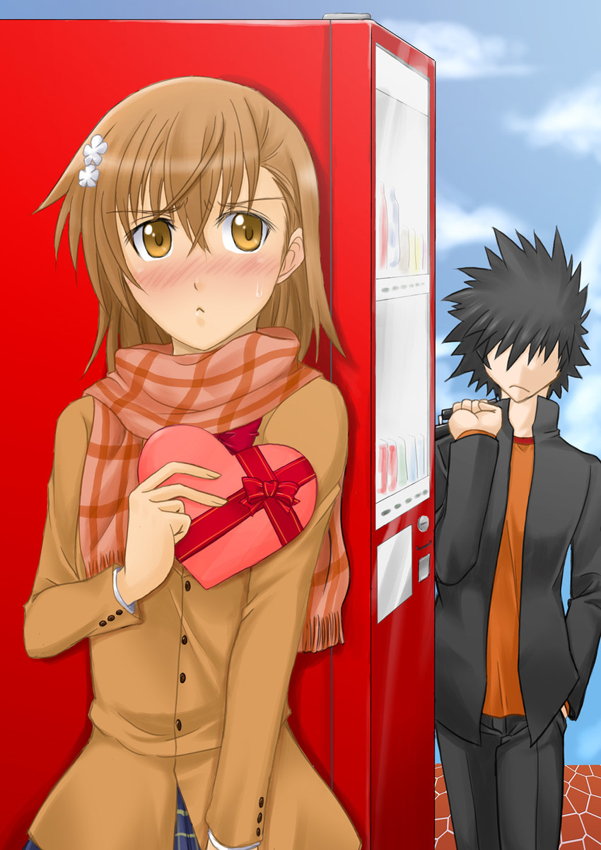 misaka mikoto and kamijou touma (toaru majutsu no index and 1 more) drawn by kurogane_(blackxsilver)