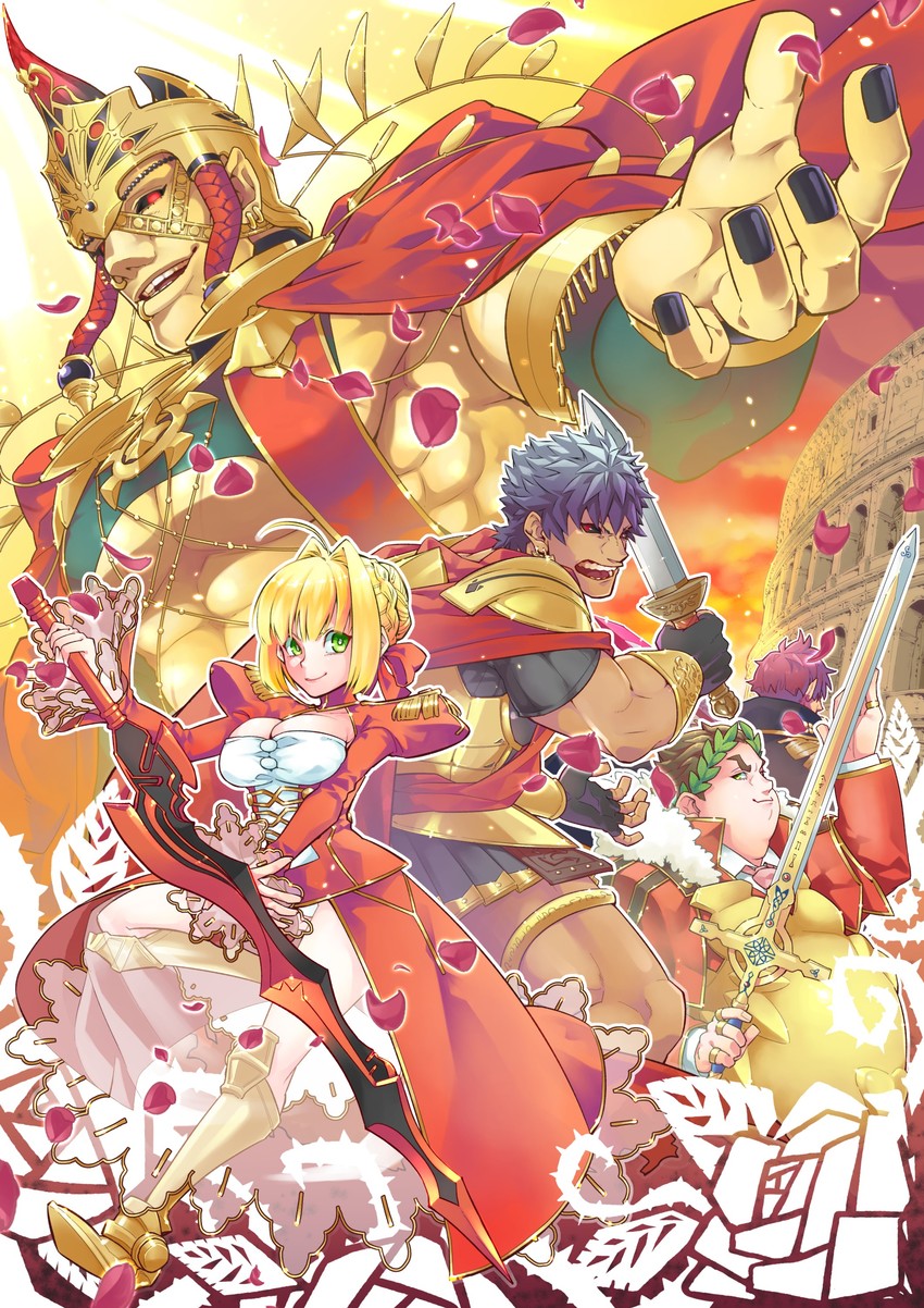nero claudius, romulus, gaius julius caesar, caligula, and lucius tiberius (fate and 2 more) drawn by koryuu_(gackter10)