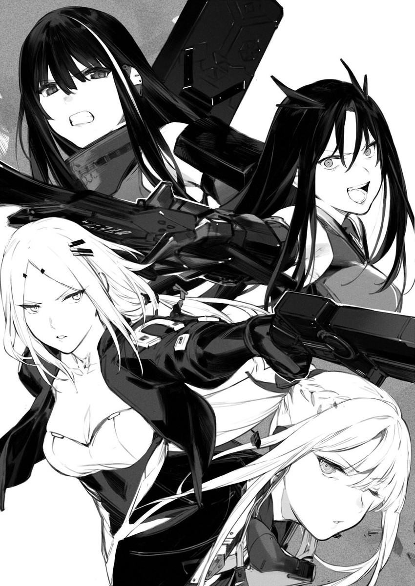 ak-12, m4a1, executioner, and hunter (girls' frontline) drawn by duoyuanjun