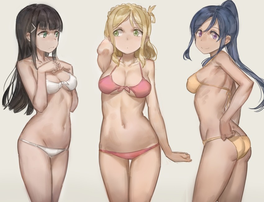 matsuura kanan, kurosawa dia, and ohara mari (love live! and 1 more) drawn by free_style_(yohan1754)
