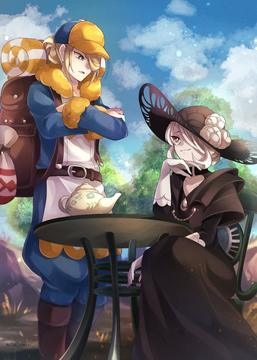 volo and cogita (pokemon and 1 more) drawn by yomogi_(black-elf)