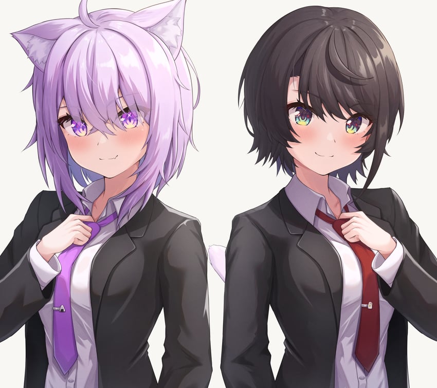 nekomata okayu and oozora subaru (hololive) drawn by suicabar72