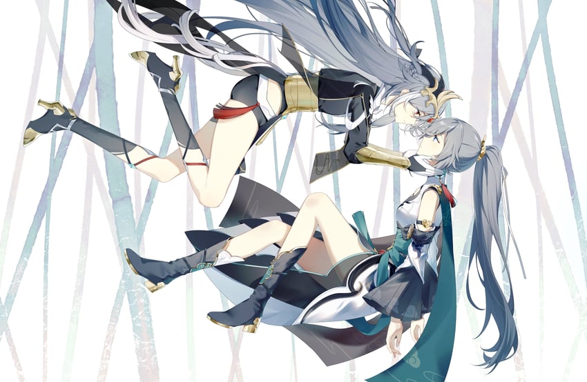 fu hua and herrscher of sentience (honkai and 1 more) drawn by saya_atang