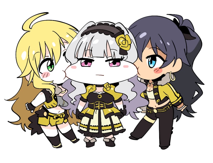 hoshii miki, shijou takane, and ganaha hibiki (idolmaster and 2 more) drawn by millcookie_pro