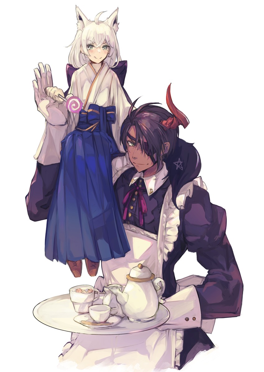 shirakami fubuki and aragami oga (hololive and 1 more) drawn by tsumeki