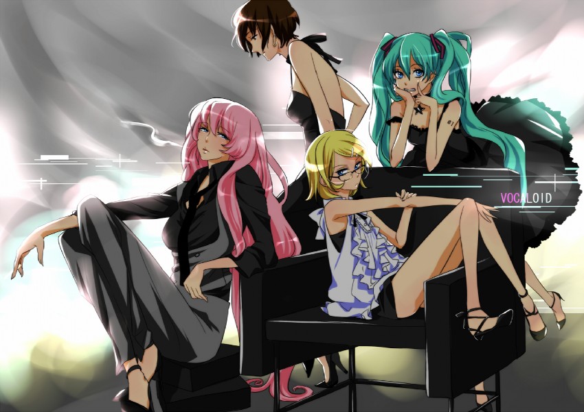 hatsune miku, kagamine rin, megurine luka, and meiko (vocaloid) drawn by kumano_yuzuko