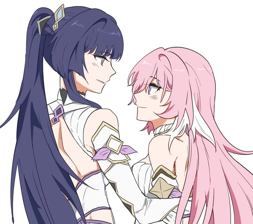 raiden mei and elysia (honkai and 1 more) drawn by ogenwn7