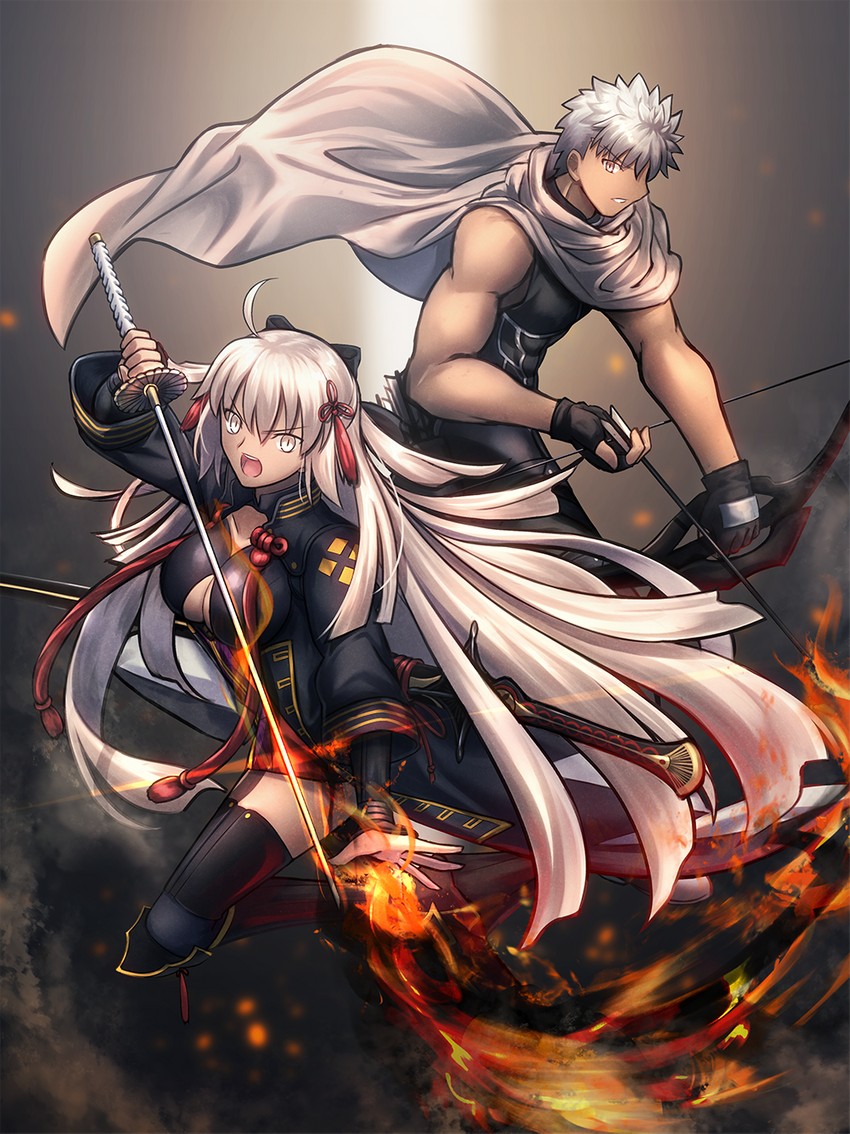 okita souji, archer, and okita souji alter (fate and 1 more) drawn by shoori_(migiha)
