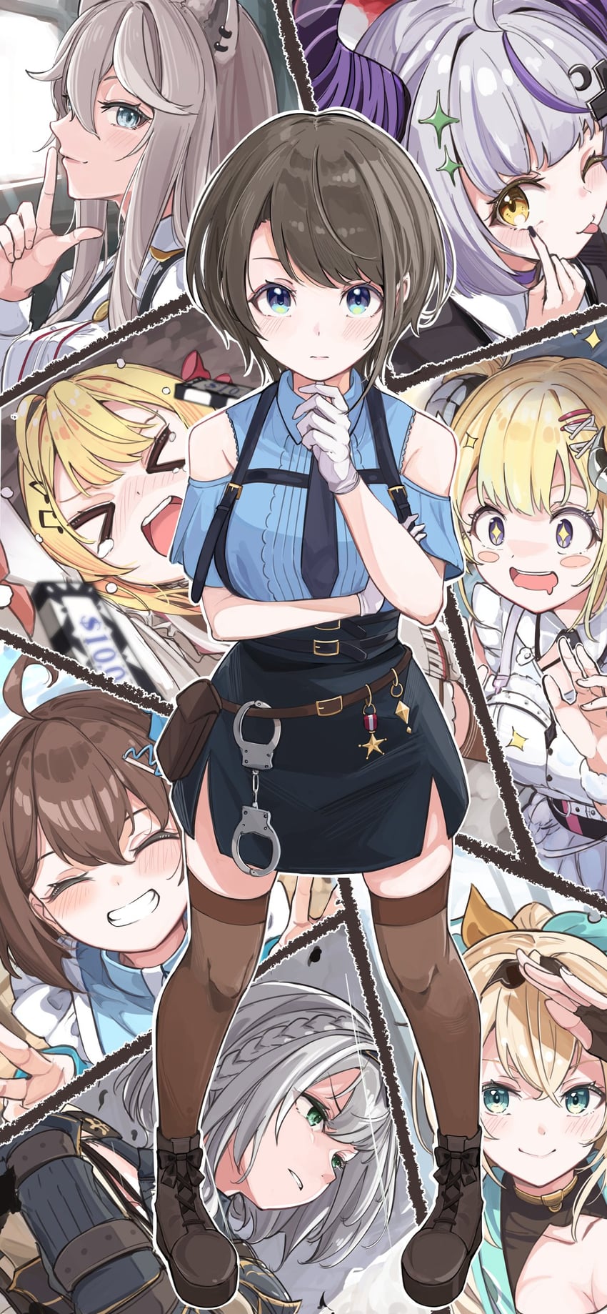 oozora subaru, shirogane noel, shishiro botan, la+ darknesss, natsuiro matsuri, and 3 more (hololive and 2 more) drawn by anbasa_(amaneyuz13)