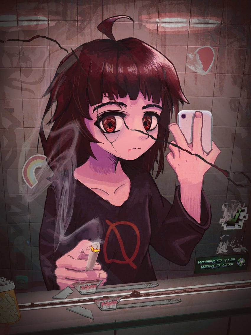 creeper and milk-chan (minecraft and 1 more) drawn by saghaley