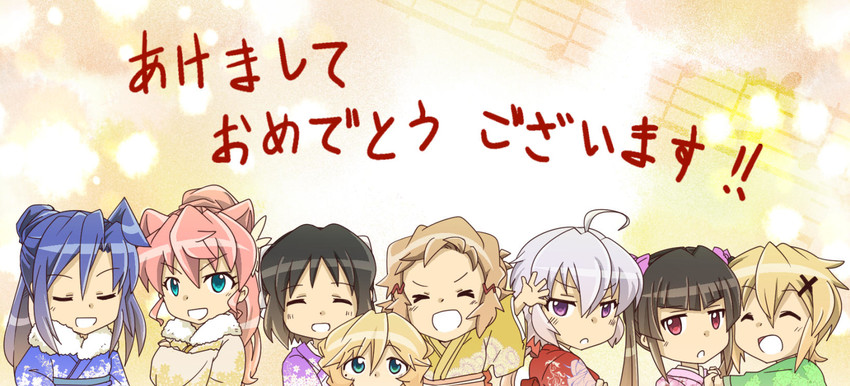 yukine chris, tachibana hibiki, akatsuki kirika, tsukuyomi shirabe, kazanari tsubasa, and 3 more (senki zesshou symphogear) drawn by ogitouma