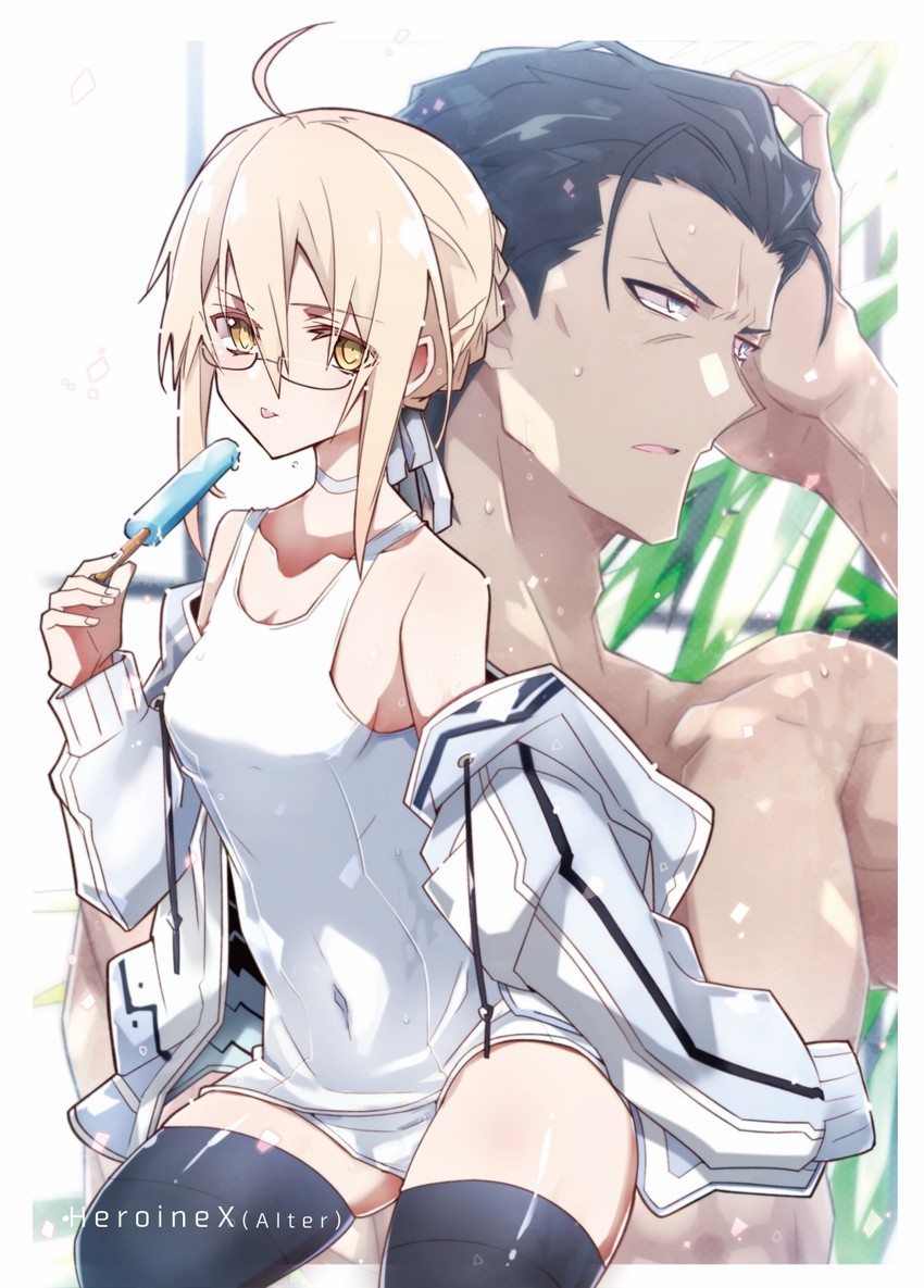 artoria pendragon, mysterious heroine x alter, and agravain (fate and 1 more) drawn by nogi_(acclima)