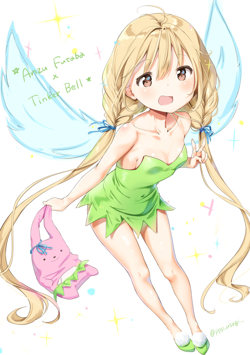 futaba anzu and tinker bell (idolmaster and 2 more) drawn by kinako_(shiratama_mochi)