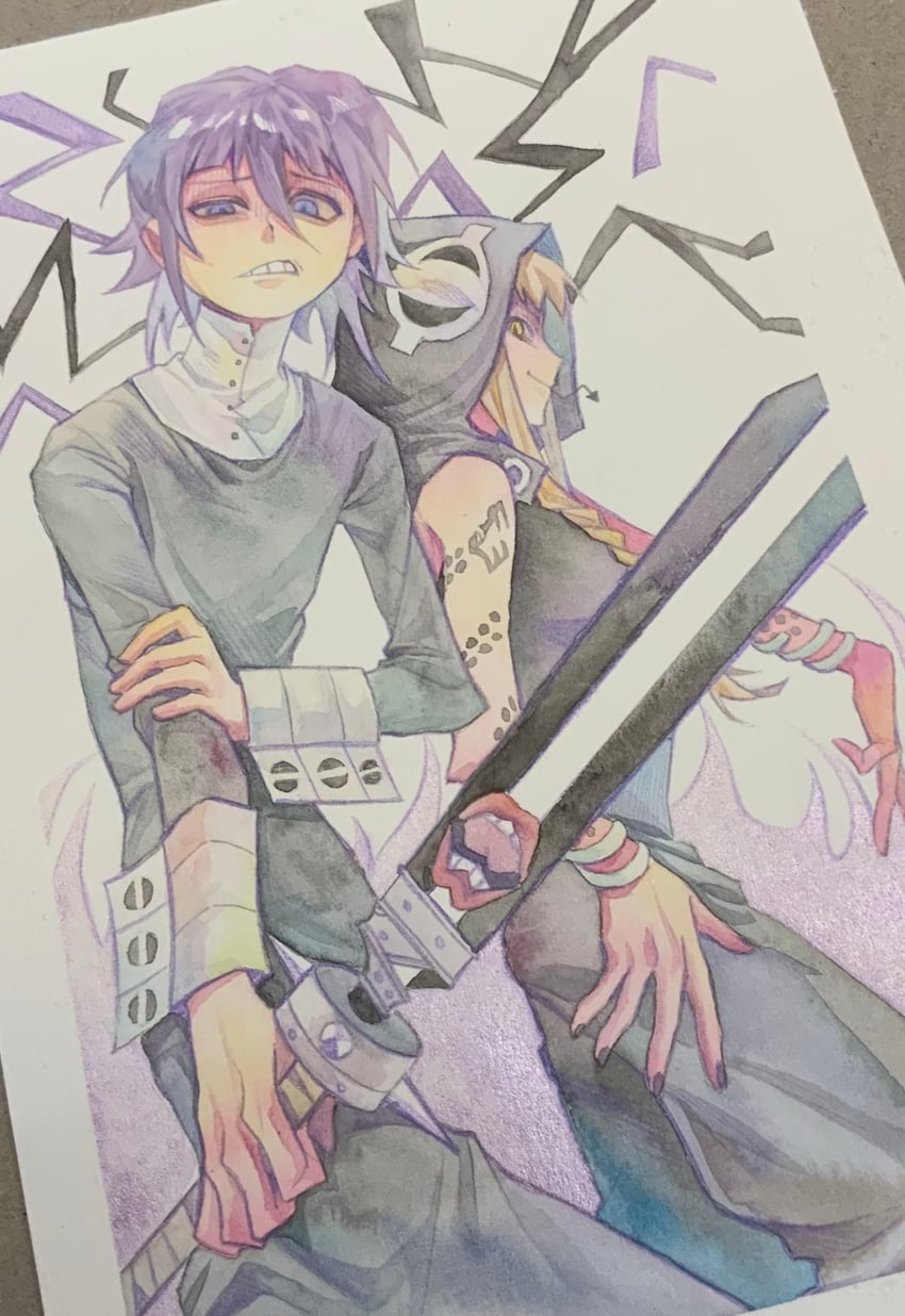crona, medusa gorgon, and ragnarok (soul eater) drawn by aynm010330