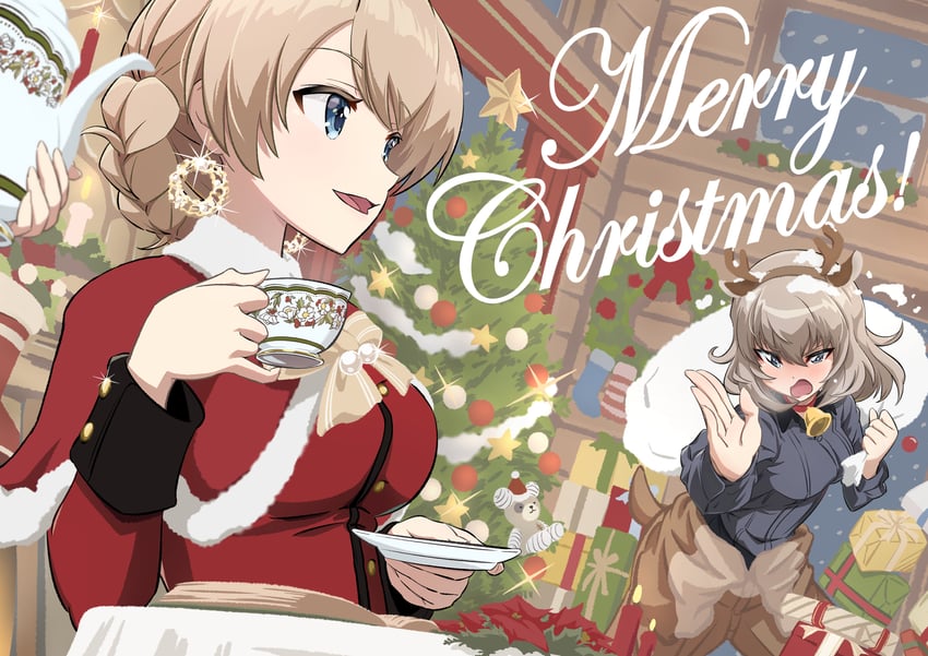 darjeeling, itsumi erika, and boko (girls und panzer) drawn by ehirorotoon