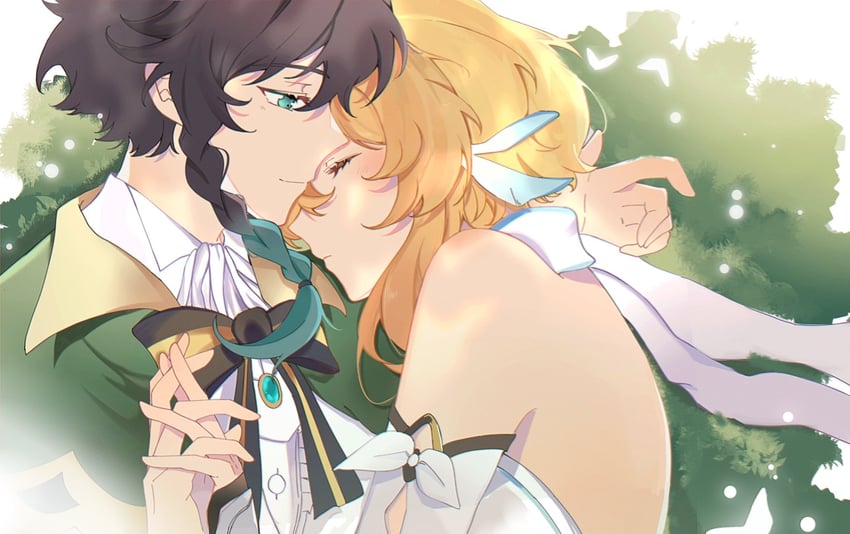 lumine and venti (genshin impact) drawn by kem_(4702ic)