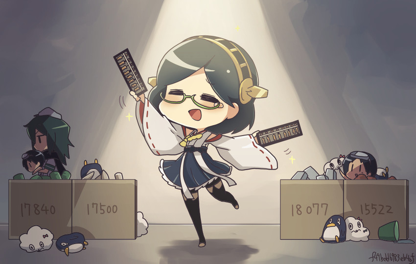 kirishima, kiso, maru-yu, failure penguin, kiso kai ni, and 1 more (kantai collection) drawn by harunagi