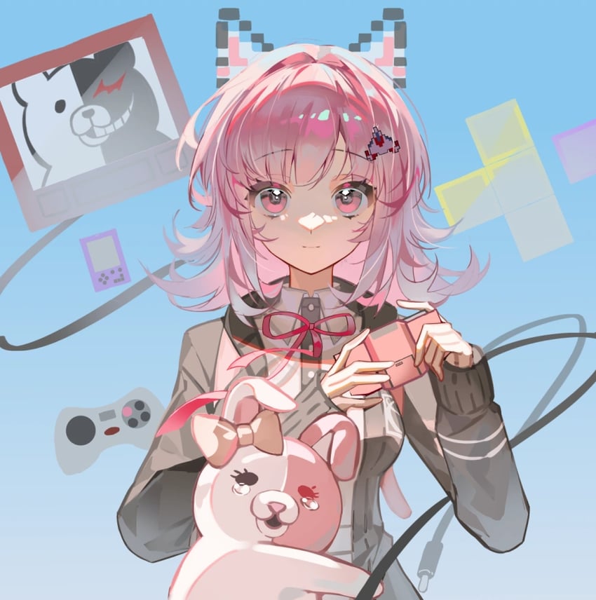 nanami chiaki, monokuma, and monomi (danganronpa and 1 more) drawn by shao_rui