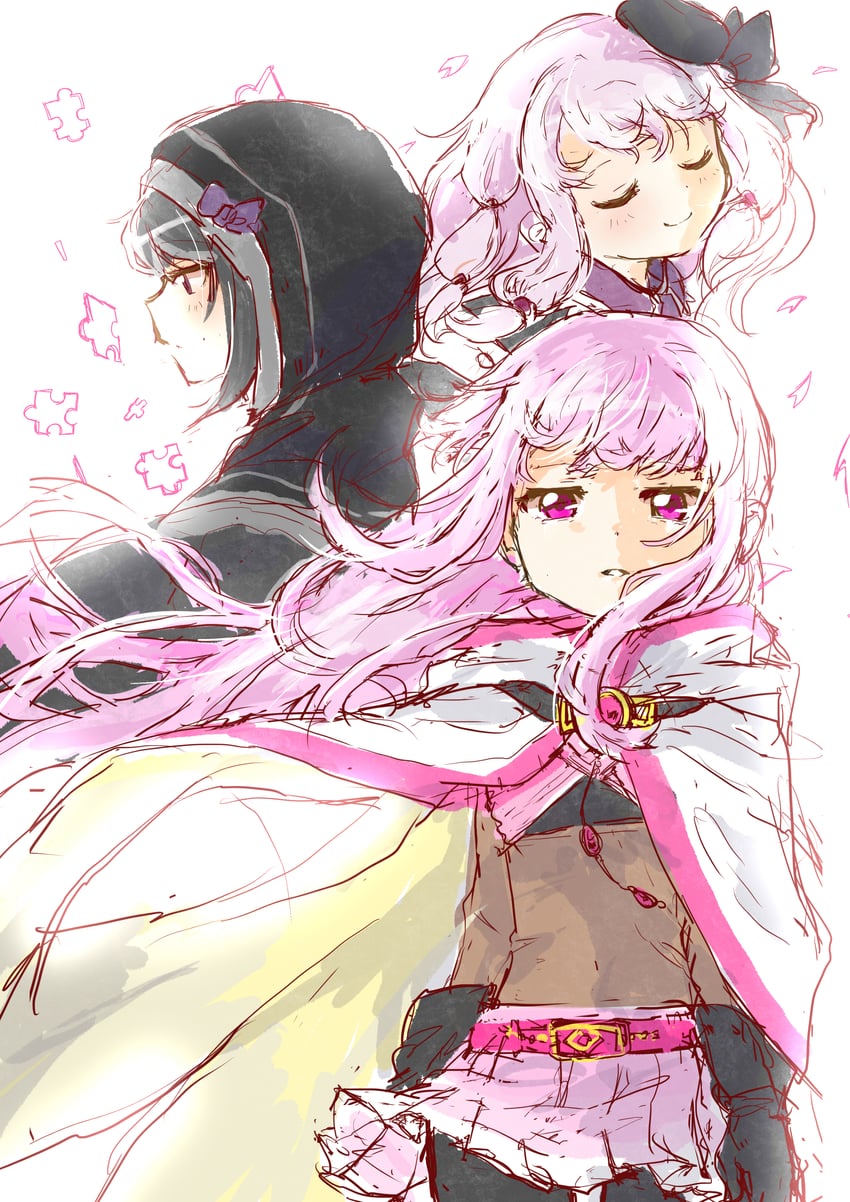 tamaki iroha, tamaki ui, and kuroe (mahou shoujo madoka magica and 1 more) drawn by kio_deidou