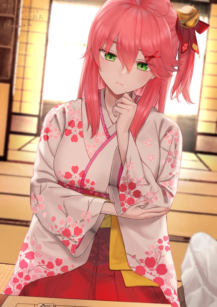sakura miko (hololive) drawn by rushian