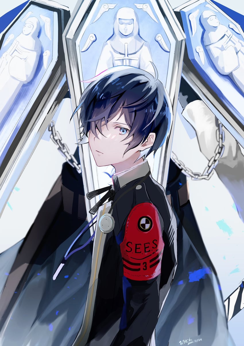 yuuki makoto and thanatos (persona and 1 more) drawn by yonglai_tian