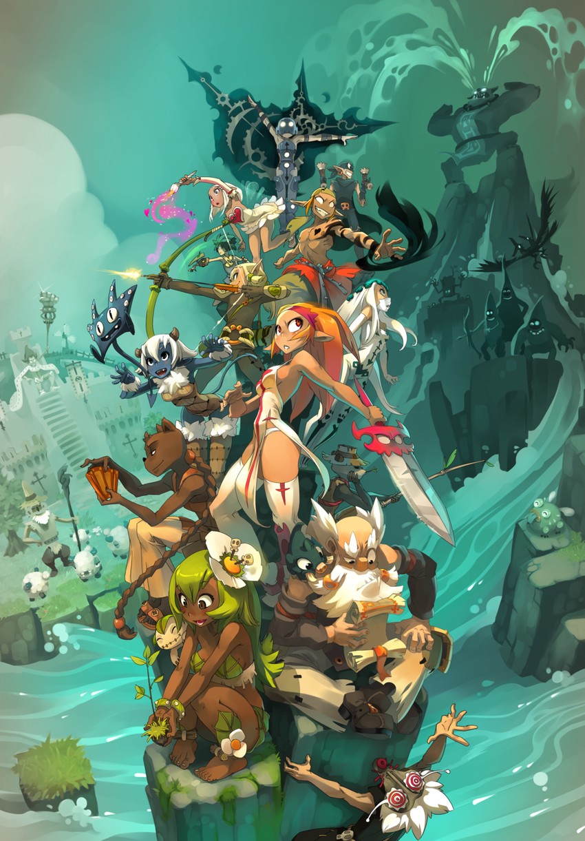 amalia sheran sharm, sadida, cra, ecaflip, iop, and 11 more (wakfu) drawn by xaxaxa