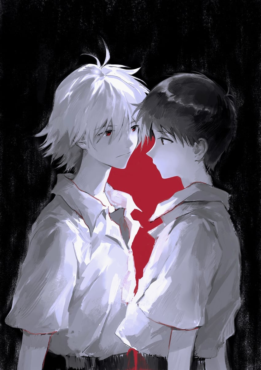 ikari shinji and nagisa kaworu (neon genesis evangelion) drawn by wuluan_(sasishuibulabo)