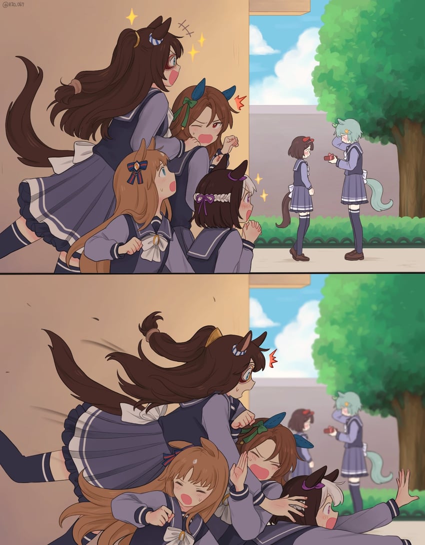 special week, king halo, seiun sky, grass wonder, el condor pasa, and 1 more (umamusume) drawn by rio_(rio_067)