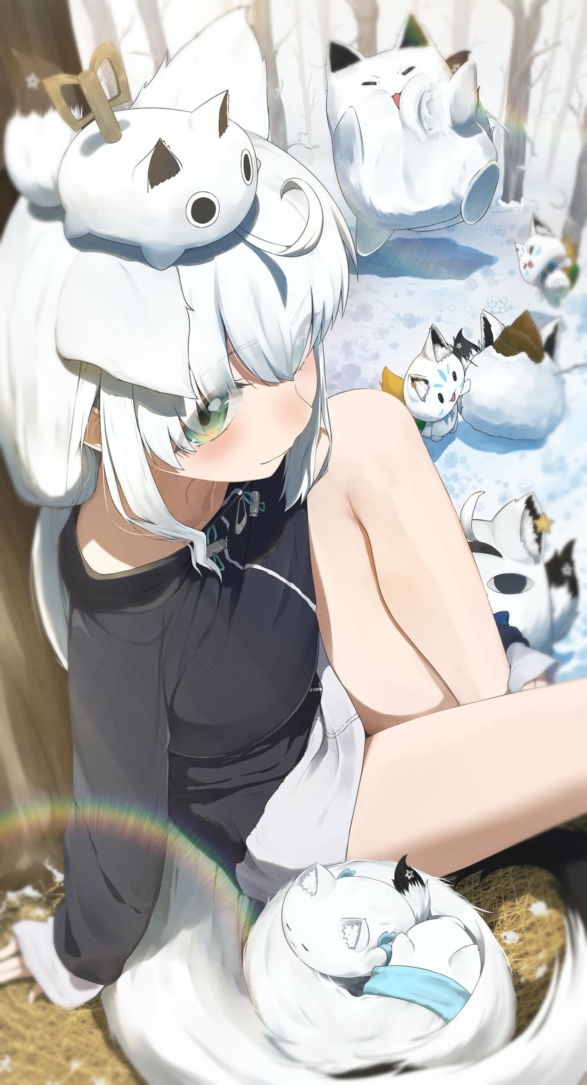 shirakami fubuki, sukonbu, miteiru, oruyanke, fubuzilla, and 2 more (hololive) drawn by shirousagi_(sirousagi0501)