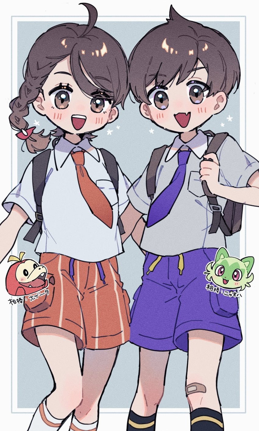 juliana, florian, sprigatito, and fuecoco (pokemon and 1 more) drawn by nekojiri