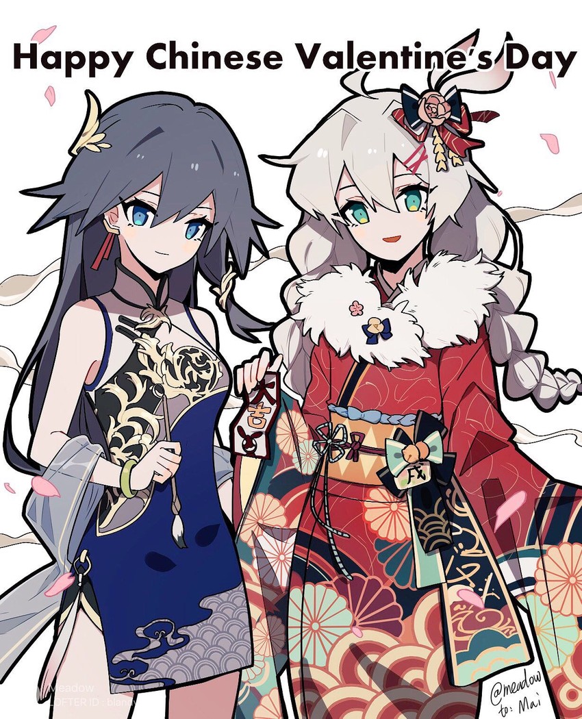 kiana kaslana and fu hua (honkai and 1 more) drawn by meadow_(morphinecaca)