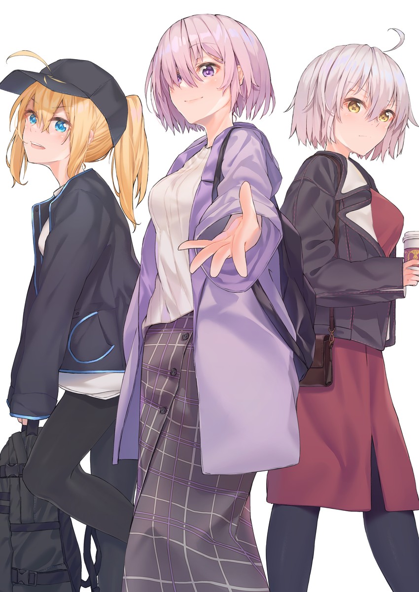 artoria pendragon, mash kyrielight, jeanne d'arc alter, and mysterious heroine x (fate and 1 more) drawn by yorubeni