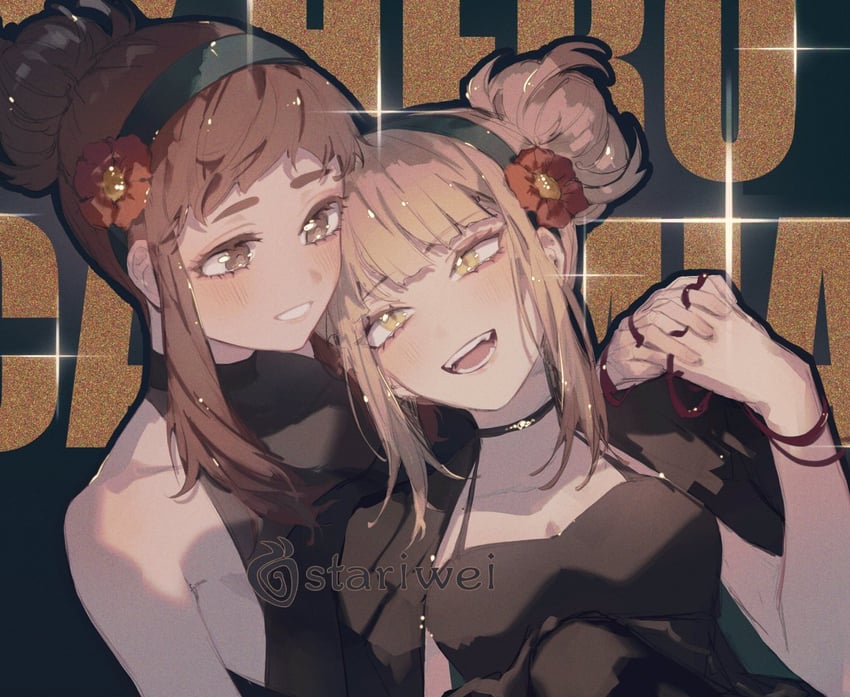 uraraka ochaco and toga himiko (boku no hero academia) drawn by stariwei