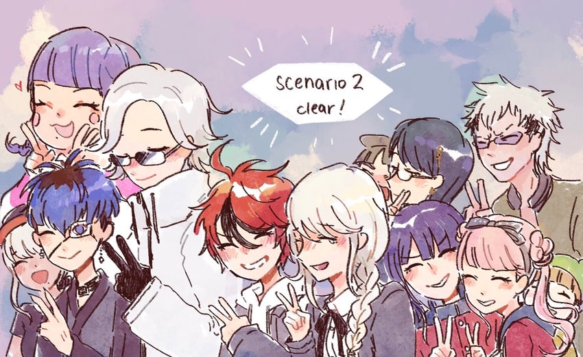 aotsuki eito, sumino takumi, tsukumo kako, omokage yugamu, tsukumo ima, and 7 more (the hundred line -last defense academy-) drawn by onettfarts