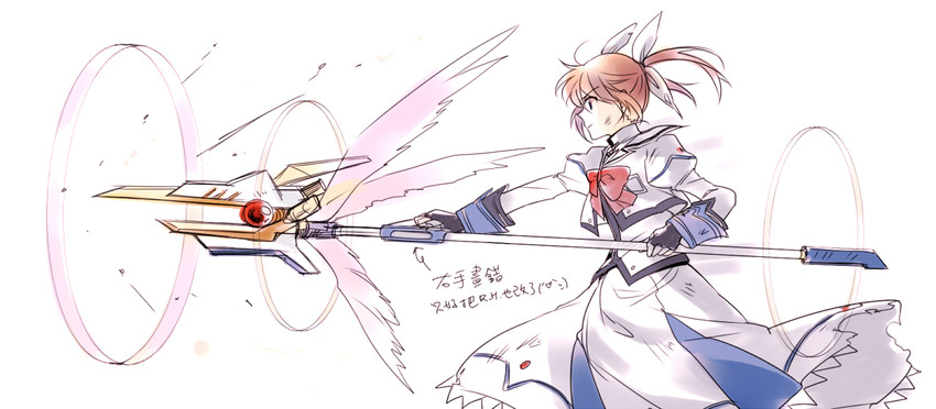 takamachi nanoha and raising heart (lyrical nanoha and 1 more) drawn by aki_(neyuki41028)