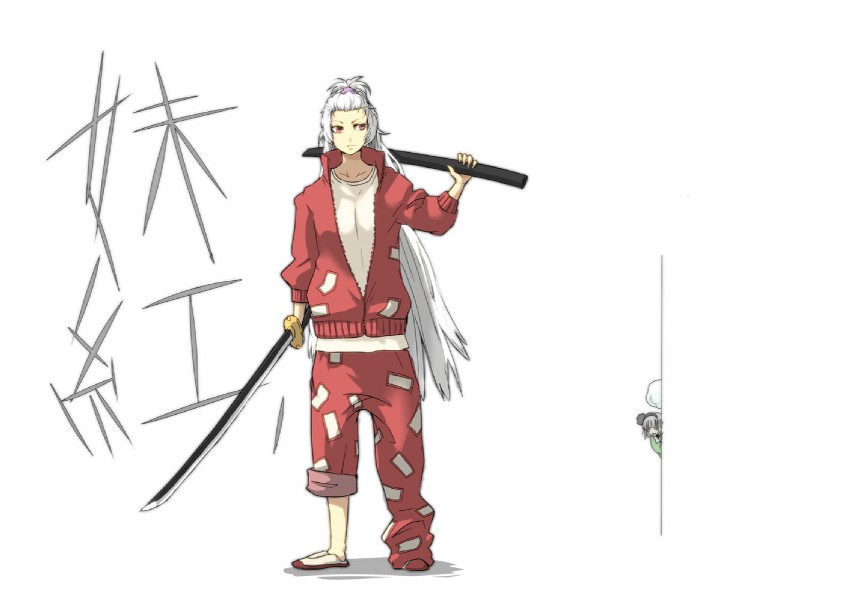 konpaku youmu and fujiwara no mokou (touhou) drawn by potionu