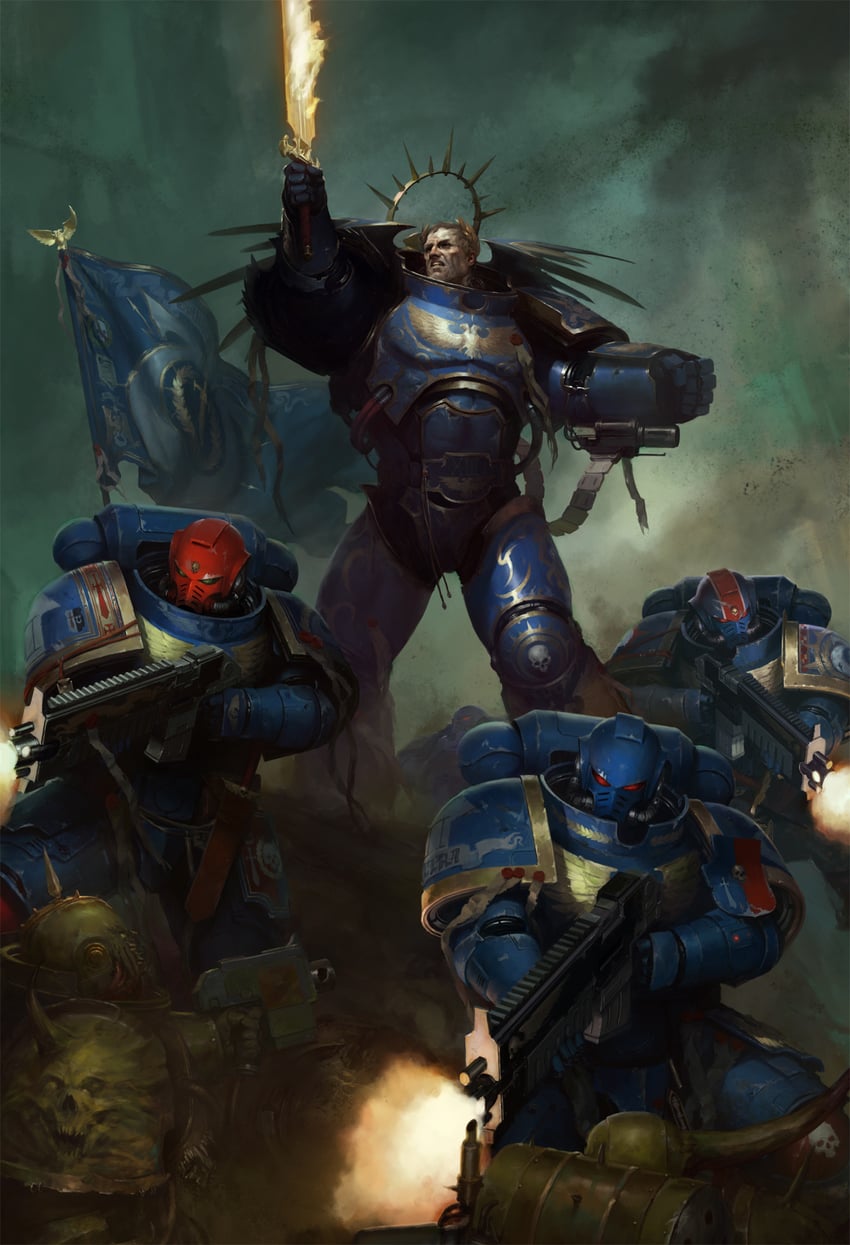 adeptus astartes, chaos space marine, and roboute guilliman (warhammer 40k) drawn by igor_sid