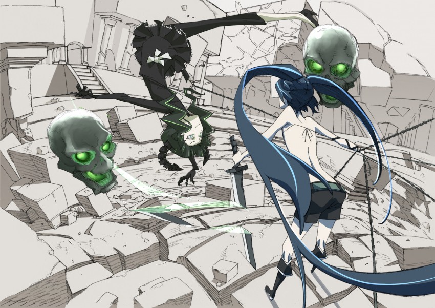 black rock shooter and dead master (black rock shooter) drawn by o0o