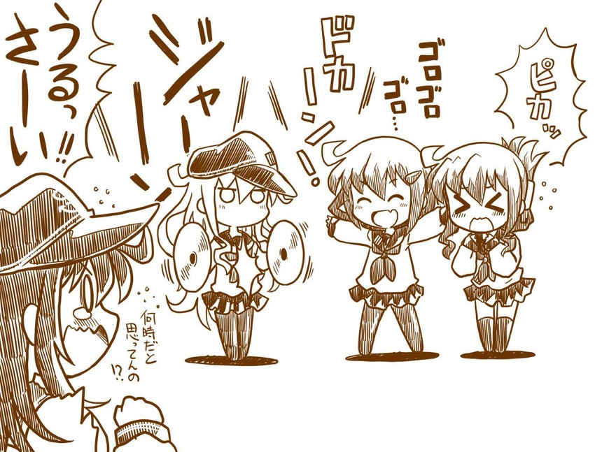 hibiki, inazuma, ikazuchi, and akatsuki (kantai collection) drawn by izumi_masashi