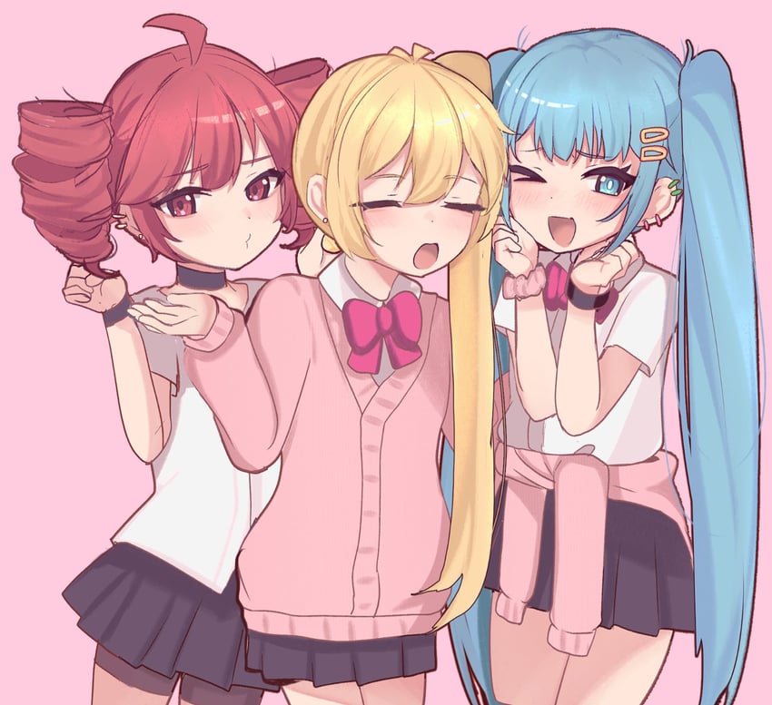 hatsune miku, kasane teto, and akita neru (vocaloid and 3 more) drawn by meemz_a